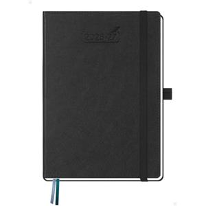 BEZEND Agenda 2026 2027 Settimanale A5 21 x 15,5 cm, 18 Mesi Diario Scuola da Lug.26 a Dic.27, Portapenne, Copertina Rigida in Pelle PU - Nero