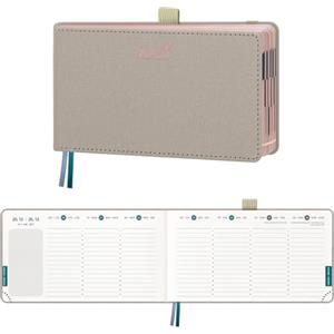 BEZEND Agenda 2026 2027 Settimanale Tascabile, 18 Mesi da Lug.26 a Dic.27, Diario Scuola Piccola 9,4 x 16,7 cm, Formato Orizzontale, Bordo in Oro Rosa, Copertina Rigida in Pelle PU, Beige