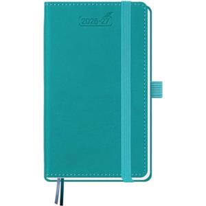 BEZEND Agenda 2026 2027 Settimanale Tascabile A6 15,5 x 9 cm, 18 Mesi Diario Scuola Piccola da Lug.26 a Dic.27, Portapenne, Copertina Rigida in Pelle PU - Turchese
