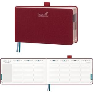 BEZEND Agenda 2026 2027 Settimanale Tascabile, 18 Mesi da Lug.26 a Dic.27, Diario Scuola Piccola 9,4 x 16,7 cm, Formato Orizzontale, Bordo in Oro Rosa, Copertina Rigida in Pelle PU, Borgogna