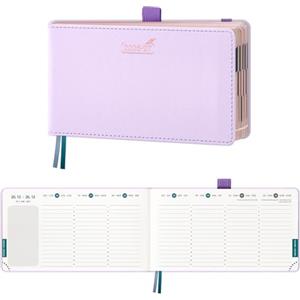 BEZEND Agenda 2026 2027 Settimanale Tascabile, 18 Mesi da Lug.26 a Dic.27, Diario Scuola Piccola 9,4 x 16,7 cm, Formato Orizzontale, Bordo in Oro Rosa, Copertina Rigida in Pelle PU, Lila
