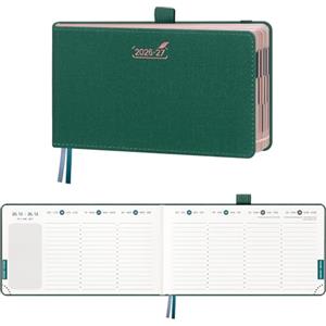 BEZEND Agenda 2026 2027 Settimanale Tascabile, 18 Mesi da Lug.26 a Dic.27, Diario Scuola Piccola 9,4 x 16,7 cm, Formato Orizzontale, Bordo in Oro Rosa, Copertina Rigida in Pelle PU, Verde Foresta