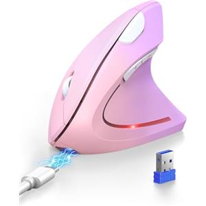 TECKNET Mouse Bluetooth ergonomico ricaricabile, mouse verticale wireless (BT 5.0/3.0 + 2.4G), 6 livelli di regolazione fino a 4800 DPI, mouse ottico silenzioso per Windows, MacOS, Android, iPadOS