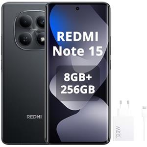 XIAOMI REDMI Note 15 4G Smartphone 8+256GB,Schermo AMOLED FHD+ 6,77",MediaTek Helio G100-Ultra,fotocamera da 108MP, batteria da 6000 mAh,Included 120W Charger,Nero
