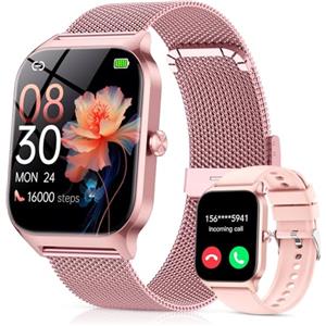 CASCHO Smartwatch Donna, 1.85'' Orologio Smartwatch con Effettua/Risposta Chiamate, 120+ Sportive Smart Watch con Contapassi/Sonno, Fitness Tracker per iOS Android - Oro rosa