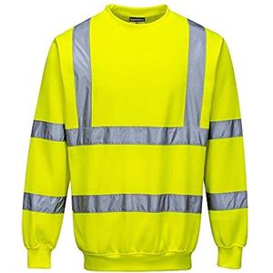 Portwest B303 Felpa ad Alta Visibilità Gialla L - Vestibilità Abbondante, Certificata CE, Banda Riflettente, UPF 50