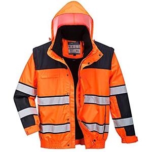 Portwest Bomber Classico Alta Visibilità 3 in 1 Arancione/Nero, Medium