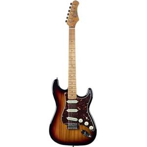 EKO GUITARS - Chitarra Elettrica ST‑401, Corpo Pawlonia, Manico Acero, Tastiera Acero, 3 Pickup Single‑Coil, Ponte Vintage, 22 Tasti, Colore Sunburst