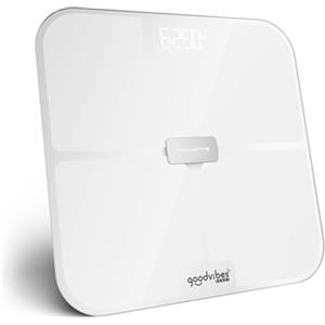 Rowenta Goodvibes Sport 2.0, Bilancia Smart con App Intuitiva, Capacità 200 kg, Misura 17 Indicatori Corporei, Design Elegante, Utenti Illimitati, Colore Bianco, BR9740F0