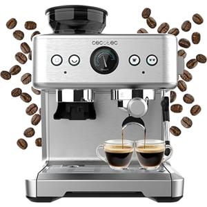 Cecotec Macchina da Caffè Espresso da 20 Bar Power Espresso 20 Barista. 2250W, Manometro, 2 Thermoblock, Lancia Vapore Orientabile, Contenitore per Caffè in Grani e Macinacaffè con 20 livelli