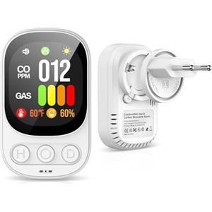 OHFAMO Rilevatore Monossido di Carbonio Rilevatore Gas CO Presa Allarme Gas Rilevatore Gas Combustibili - Sensore 2in1 CO & Gas Allarme 2s 50ppm Display LCD per Casa Camper Cucina Garage
