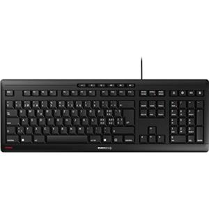 CHERRY STREAM KEYBOARD, Tastiera con filo, Layout per la Svizzera (QWERTZ), Battitura silenziosa dei tasti, Sensazione di digitazione unica, Design piatto, Colore nero