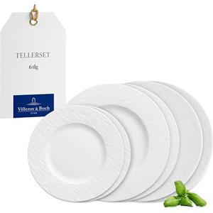 Villeroy & Boch - Manufacture Servizio Di Piatti 6 Pezzi Bianco, Lavabile in Lavastoviglie, Adatto per Microonde, Piatti Moderni, Set Piatti, Piatti Ceramica,Set Di Stoviglie, Porcellana Premium