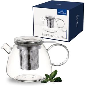 Villeroy & Boch - Artesano Hot&Cold Beverages teiera trasparente, lavabile in lavastoviglie, utilizzabile nel microonde, bricco da caffè per bevande calde e fredde, 1 litro, vetro borosilicato