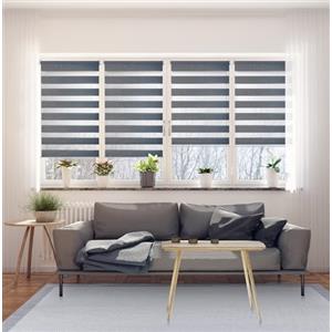 STORESDECO Tende a Rullo per interni Senza Forare a vetro finestra doppio strato Giorno e Notte, tenda avvolgibile facile da installare senza attrezzi, colore Argento 45x180 cm (Larghezza x Altezza) STORESDECO