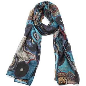 Emma & Giovanni - Sciarpa con Disegno180cm x 80cm - Donna (5-Blu)