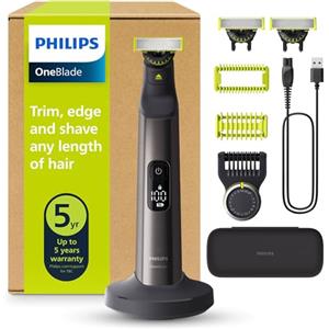 Philips OneBlade Pro 360 Autentico Regolabarba elettrico per viso e corpo, rasoio e depilatore, 3x 360 lame, 1x pettine da 20, 1x kit corpo, 1x supporto di ricarica, 1x custodia da viaggio, QP6652/35