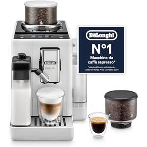 De'Longhi De'Longhi Rivelia - Perfetto Macchina da Caffè Automatica, LatteCrema Montalatte Automatico, 16 Bevande in un Solo Tocco, Display Touch a Colori, Contenitori Intercambiabili, Bianco (EXAM440.55.W)