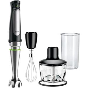Braun MultiQuick 7 - Frullatore a Immersione con Tecnologia SplashControl, ActiveBlade, Selezione di Velocità Precisa, Tritatutto 500 mL, Frusta, Bicchiere 600 mL, 1000W, Nero (MQ7035X)