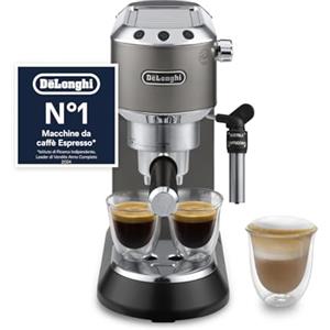De'Longhi De'Longhi Dedica Style - Perfetto Macchina da Caffè Espresso, Compatibile con Cialde ESE, Montalatte Manuale per Cappuccino, Pannello di Controllo con Pulsanti, Larghezza 15 cm, Titanio (EC685.TB)