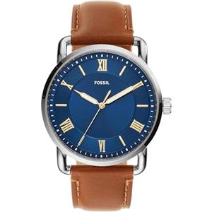 Fossil Orologio Copeland 42 mm da uomo, movimento al quarzo, cassa in acciaio inossidabile argento da 42 mm con cinturino in pelle, FS5661, Blu
