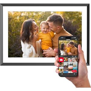 AGFAPHOTO - Realiview APF1000WIFI - Cornice digitale con connessione Wi-Fi - App Frameo, touchscreen HD da 10 pollici, memoria da 32 GB, funzioni meteo/orologio - Nero