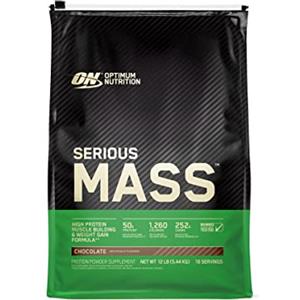 Optimum Nutrition Serious Mass Proteine in Polvere, Alto Contenuto Calorico, Aumento Peso, 25 Vitamine e Minerali, Creatina Monoidrato e Glutammina, al Cioccolato e Burro di Arachidi, 16 Dosi, 5,45 kg