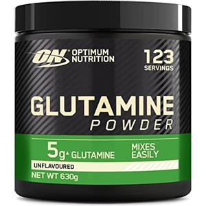 Optimum Nutrition Glutamine, Aminoacido L-Glutammina in Polvere, Integratore Alimentare per la Preparazione di Frullati Pre e Post-Allenamento, Non Aromatizzato, 123 Porzioni, 630 g