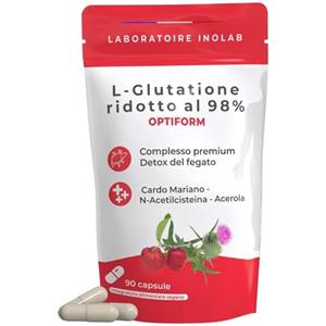inolab LABORATOIRE GLUTATIONE gastroresistente + NAC + Cardo Mariano + Acerola | Immunità Antiossidante Anti-invecchiamento | INOLAB Laboratorio