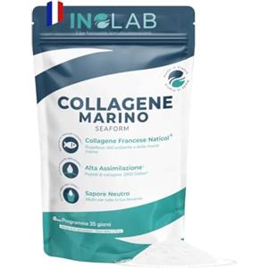 inolab LABORATOIRE INOLAB Collagene Marino Idrolizzato da Bere in Polvere | Peptidi Brevettati 2000 Da | Alto Assorbimento | 35 Dosi 5g | Gusto Neutro