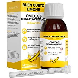 inolab LABORATOIRE INOLAB Olio di pesce 2297mg /1838mg Omega 3 (DHA 689mg)/Economico Adulti & Bambini 2 a 10 mesi/Qualità Epax® : alta purezza, basso indice TOTOX/Buon gusto limone senza capsule bovine