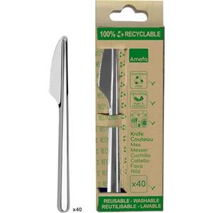 Amefa Leaves Scatola 40 coltelli riciclabili, Acciaio Inossidabile 18/0