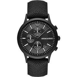 Emporio Armani Orologio da uomo, movimento cronografo, cassa in acciaio inossidabile nero da 43 mm con cinturino in silicone, AR11457, Grafite e nero Jet