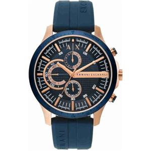 ARMANI Exchange Chronograph maschile al quarzo con braccialetto ax2440, Tono oro rosa e blu scuro