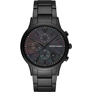 Emporio Armani Orologio Uomo, movimento cronografo al quarzo, cassa in acciaio inossidabile nero 43 mm con bracciale in acciaio inossidabile, AR11275