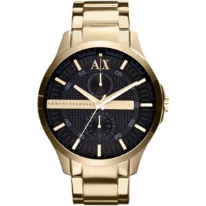 Armani Exchange Orologio per uomo, Movimento al quarzo multifunzione e cassa da 44 mm con cinturino in acciaio, Tonalità oro e nero jet