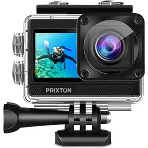 Prixton Action Cam 5K DV830 con Doppio Schermo IPS, 50MP, Stabilizzatore EIS, WiFi, Impermeabile fino a 30 m, Zoom 5X e Accessori
