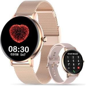 LUNIQUESHOP LSCALL Smartwatch donna Chiamata e Risposta, notifiche, messaggi, contapassi, assistente vocale, Orlogio con 2 cinturini, Cardiofrequenzimetro, SpO2,Fitness Sonno per Android iOS 1.7"