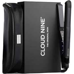 CLOUD NINE Set regalo con piastra per capelli nera originale | Controllo della temperatura variabile Tecnologia Quick Heat Touch Piastre flottanti in ceramica Spring Flex Styling