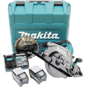 Makita HS009GT201 - Sega circolare a batteria 40 V max. / 5,0 Ah, 2 batterie + caricatore in valigetta per il trasporto, petrolio