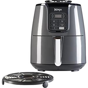 Ninja friggitrice ad aria, 3.8L, 4 in 1, digitale, cottura senza olio, frigge, arrostisce, disidrata, cestello antiaderente lavabile in lavastoviglie, 2-4 portate, grigio/nero, AF100EU