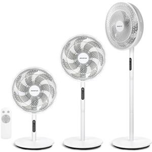 Aigostar Ventilatore a Piantana Silenzioso con Motore DC, 30dB, 9 Velocità e 3 Altezze Regolabili, Telecomando, Timer 9H, 7 Pale Aerodinamiche, Ideale per Camera da Letto e Ufficio, 30W, Bianco