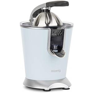 H.Koenig AGR86 Spremiagrumi elettrico professionale 160W, leva e filtro in acciaio inox, sistema antigoccia, senza BPA, parti lavabili in lavastoviglie, blu pastello