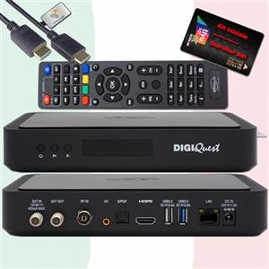 HTS e-com DigiQuest Q99 4K UHD ricevitore satellitare con scheda TiVuSat Attivata Nero - Italia TV Rai Mediaset LA7, DVB-S2/T2, HEVC HDR, PVR Ready, LAN, USB, ricevitore certificato + cavo HTS e-com HDMI