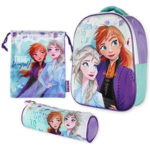 BONNYCO Zaino Scuola Elementare Bambina 3D, Zainetto e Astuccio - Frozen | Zaino Elementari Bambina e Bambino da 3 Anni | Zainetto Asilo Bimba Scuola Primaria | Pacchetto per Ritorno Anno Scolastico Bambini