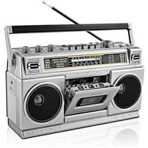 WISCENT Boombox Rétro Années 80 avec Bluetooth et Lecteur Cassette | Radio AM/FM/OC, Son Graves Puissants 24W, Riproduzione USB & Micro SD - Jack Cuffie e Portatile per Interno/Esterno