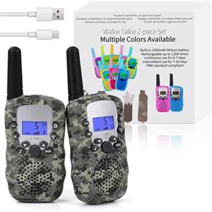 Funkprofi set di walkie talkie per bambini, Radio bidirezionale Giocattoli per bambini con batterie ricaricabili, radioamatore 8 canali PMR 446 distanza fino a 2-3 km