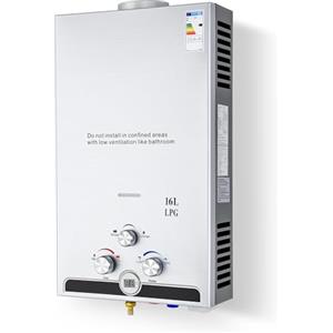 VONLUCE 16L Scaldabagno a Gas GPL 27,2 kW a Parete con Modalità Commutabili, Caldaia a Gas GPL Automatica Istantanea con Display a LED e Nucleo in Rame