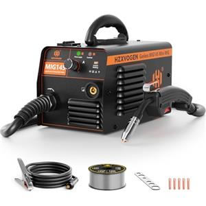 H HZXVOGEN Saldatrice a Filo Continuo No Gas, 145A Mini Saldatrice Portatile con 1kg di filo animato 0,8 mm, Inverter Saldatrice MIG
