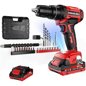 Olubfdh Trapano Avvitatore Batteria 21V, con Batterie 2000mAh, coppia 45 Nm, max 25 + 3 livelli di coppia (2 marce e LED), per casa e giardino fai da te, (1 Batteria)